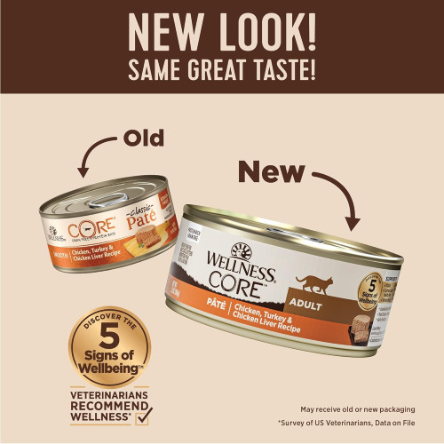 (新包裝 升級版) Wellness CORE WC6 Adult Pate : Chicken, Turkey & Chicken Liver Recipe 5.5oz (7900) 雞肉火雞雞肝 無穀物 經典肉醬主食罐 